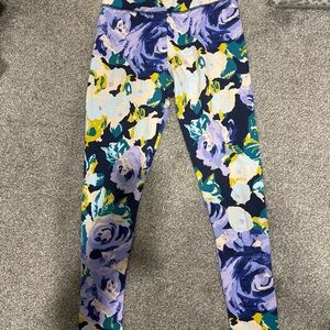 Aerie Multicolor Abstract Leggings - Blue and Yellow